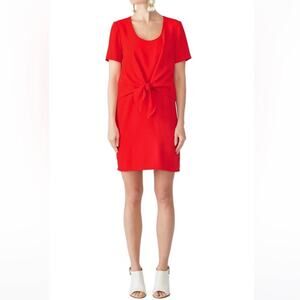 AMANDA UPRICHARD tie front red mini dress layered short sleeve 3168